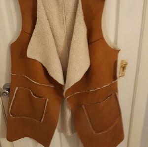 One World Tan Faux Suede Duster Style Vest size 2X